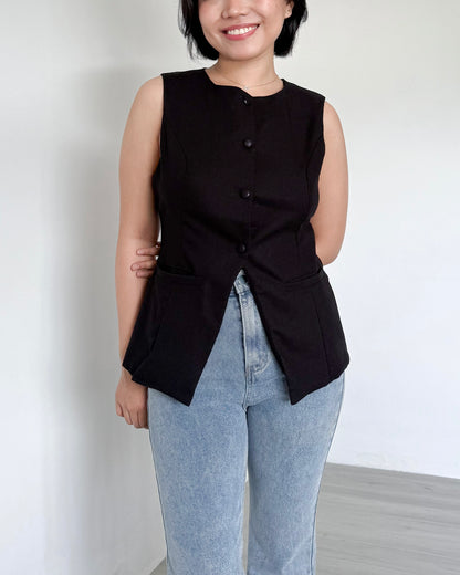 Eden Round Neck Tailored Long Vest Top
