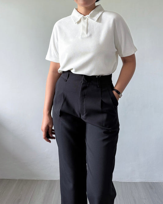 Amaia Interlock Knit Batwing Sleeve Polo Shirt
