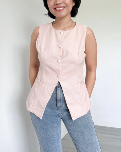 Eden Round Neck Tailored Long Vest Top