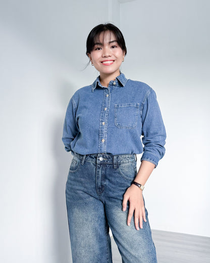 Crissa Relaxed Button-down Denim Shirt