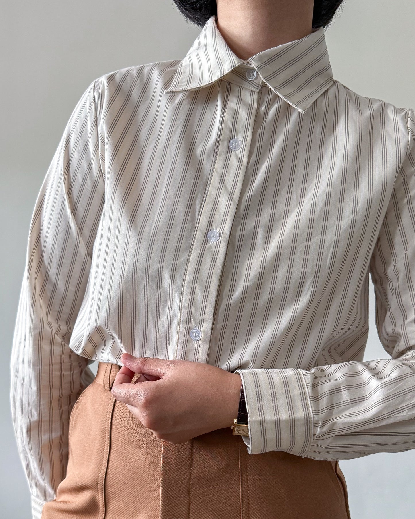 Esther Premium Cotton Striped Tailored Long Sleeve Shirt