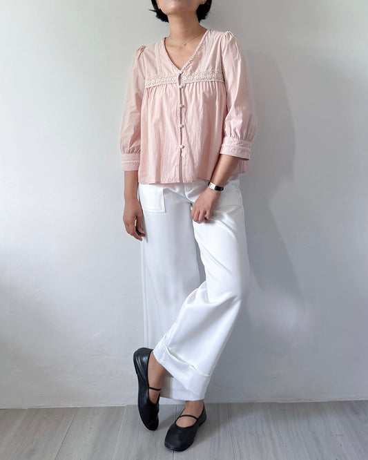 Melissa Boho Oversized Elbow Volume Sleeve Blouse