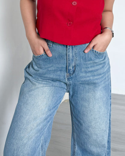 Cleo Cropped Wide-Straight Denim Jeans