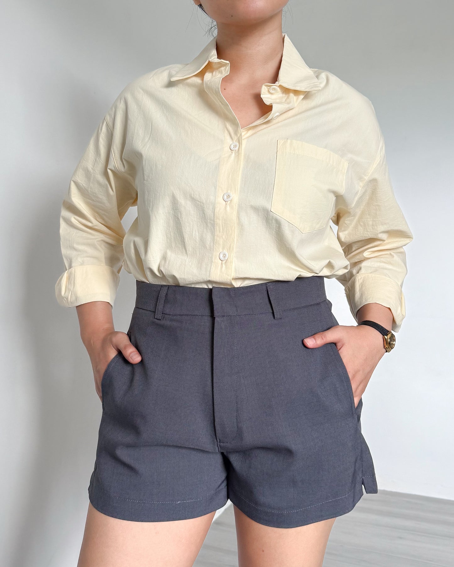 Olive Premium Cotton Linen Blend Oversized Long Sleeve Shirt