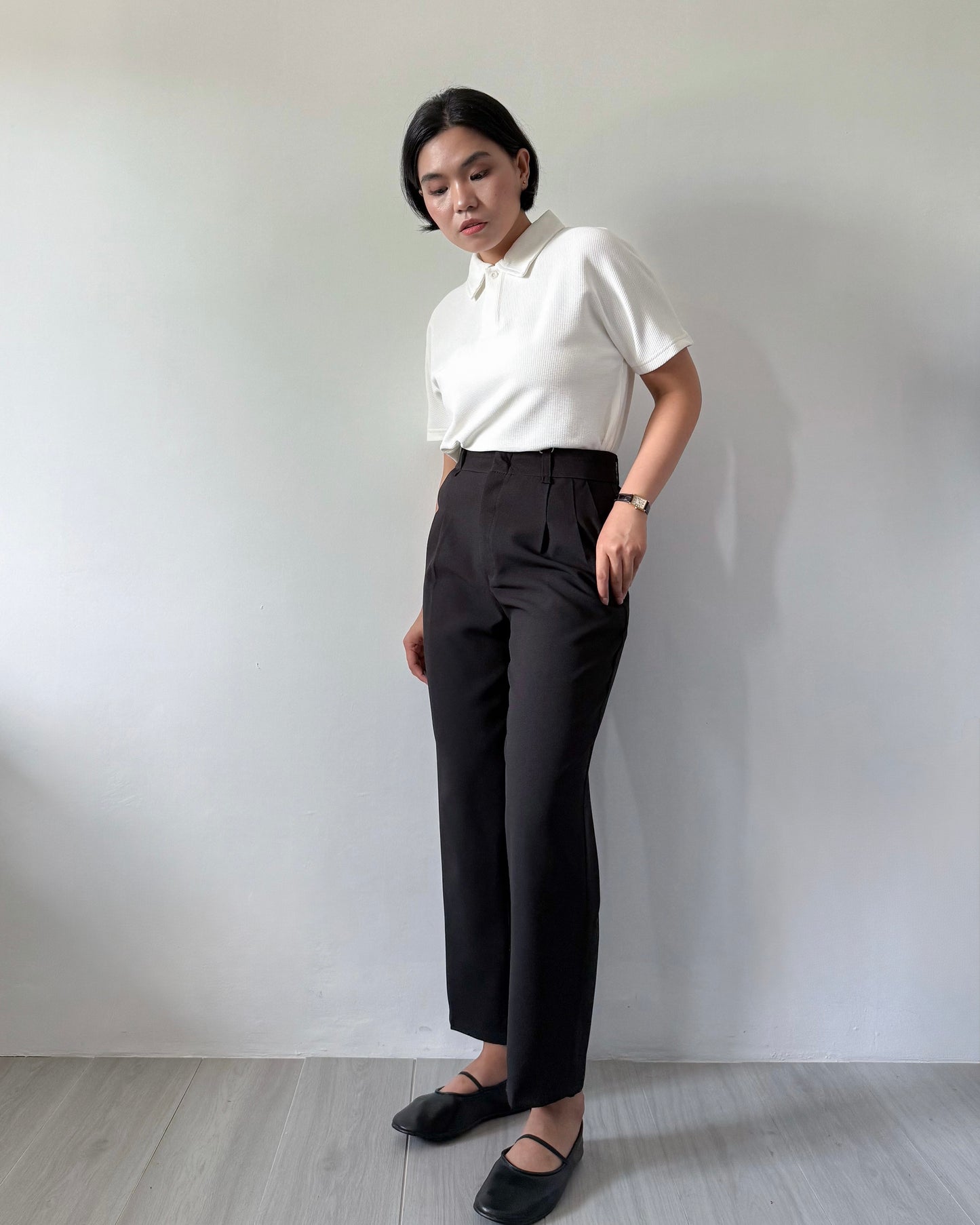 Amaia Interlock Knit Batwing Sleeve Polo Shirt