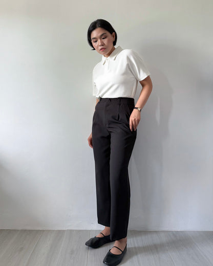 Amaia Interlock Knit Batwing Sleeve Polo Shirt