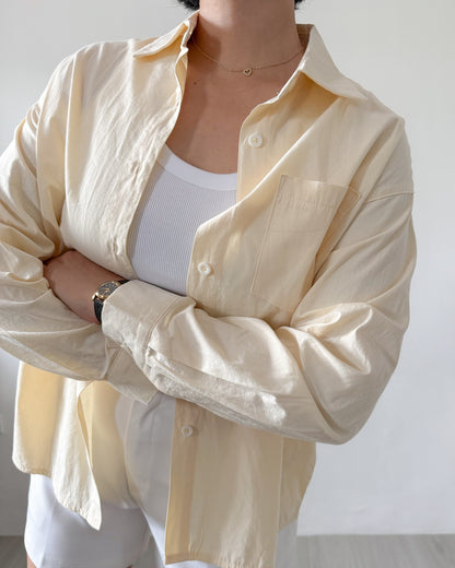 Olive Premium Cotton Linen Blend Oversized Long Sleeve Shirt