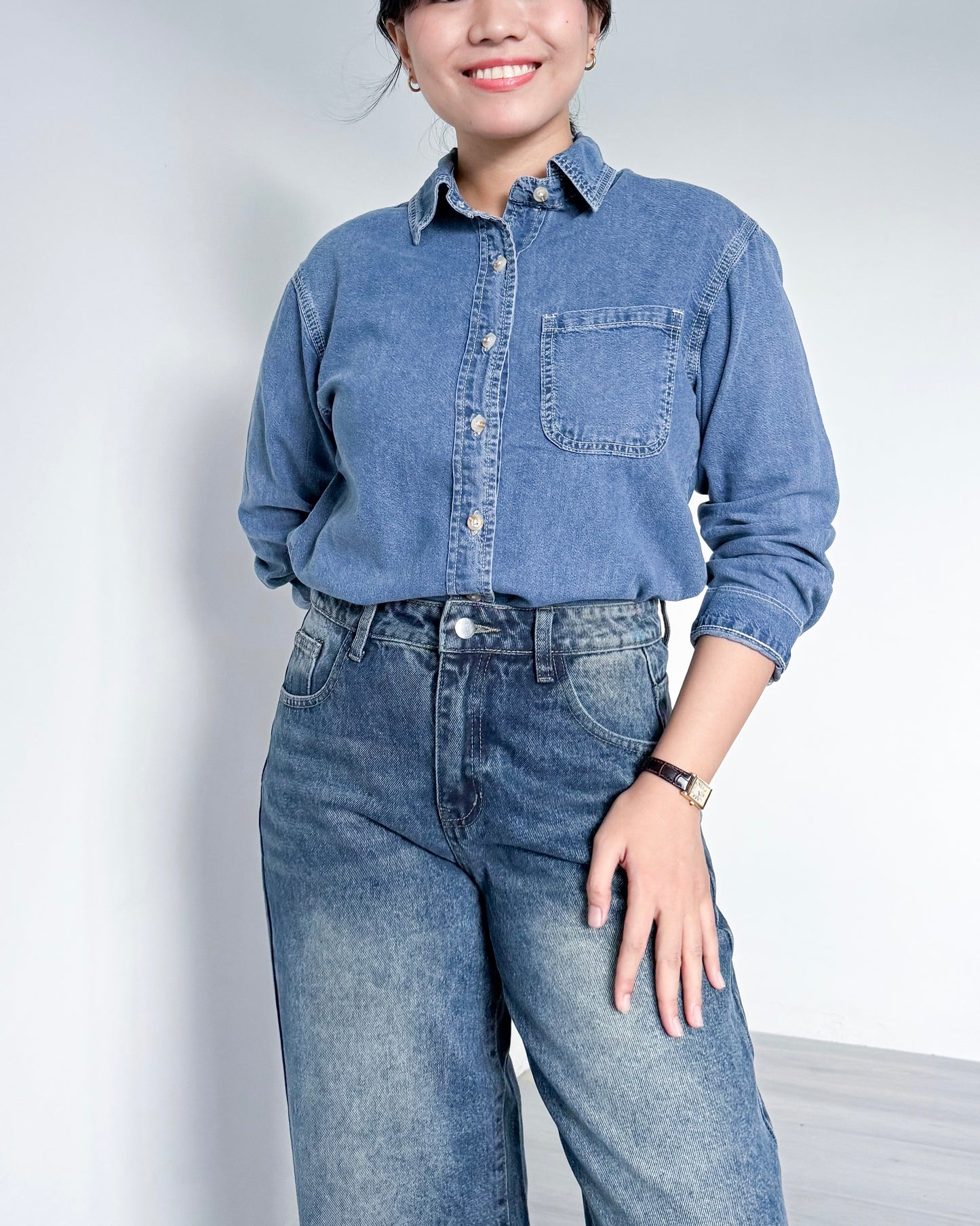 Crissa Relaxed Button-down Denim Shirt