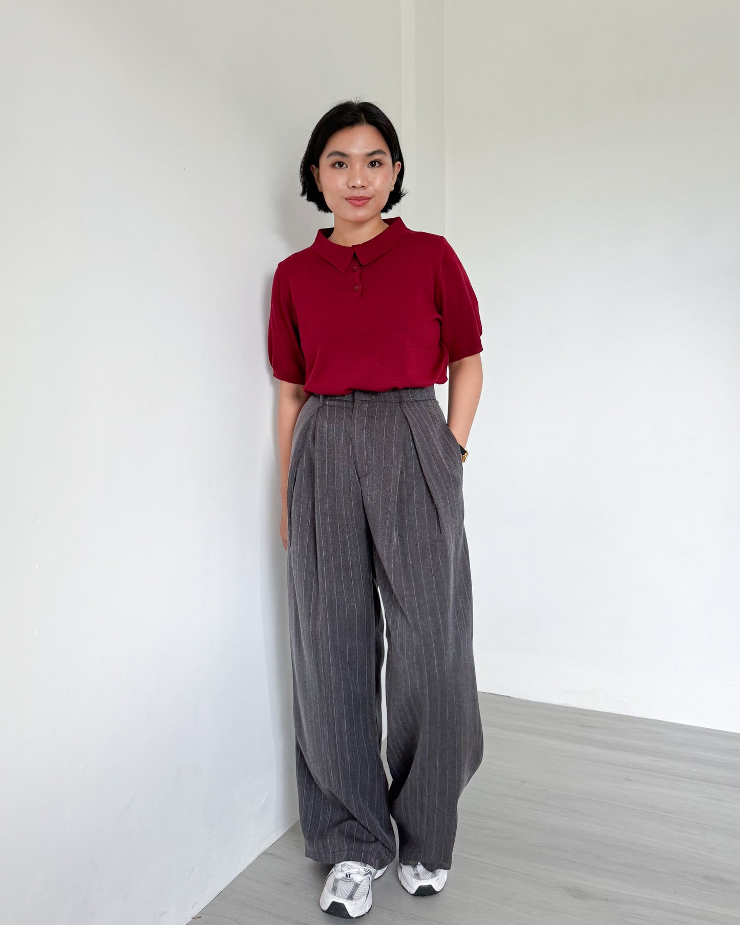 Nathalie Relaxed Melange Striped Trousers