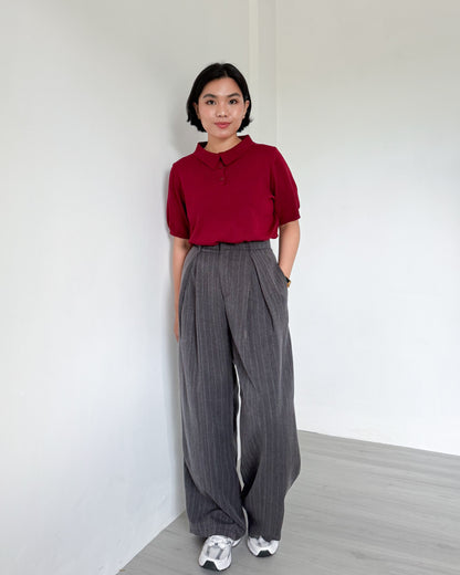 Nathalie Relaxed Melange Striped Trousers