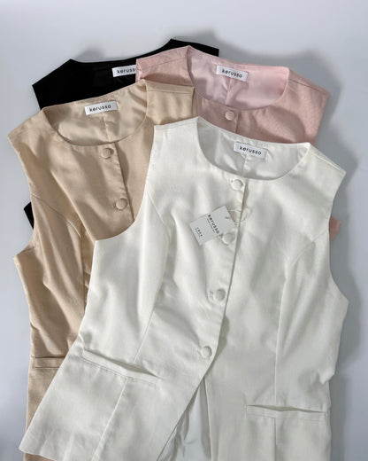 Eden Round Neck Tailored Long Vest Top