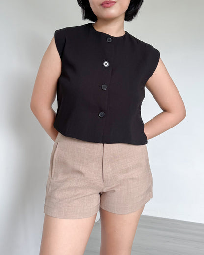 Isadora Relaxed Button Down Boxy Crop Top
