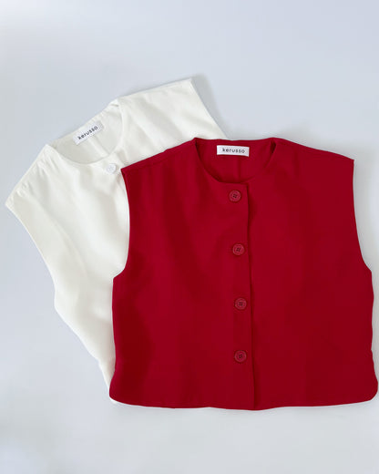 Isadora Relaxed Button Down Boxy Crop Top