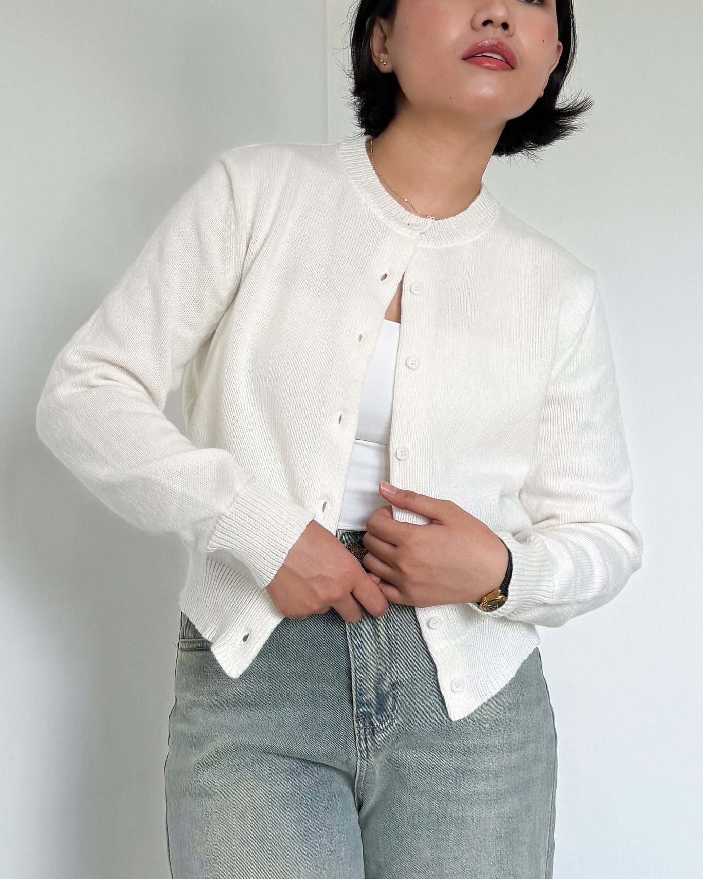 Daisy Boxy Cropped Knit Cardigan
