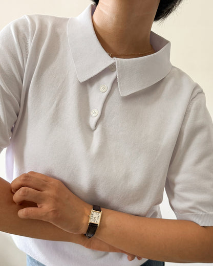 Juana Jersey Knit Banded Sleeve Polo Shirt